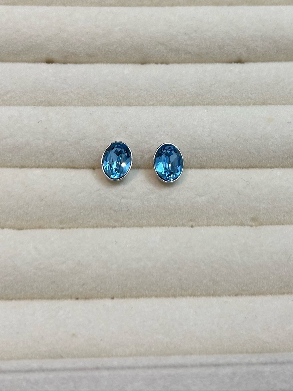 Swarovski Blue Oval Crystal Stud Earrings - Women Jewelry